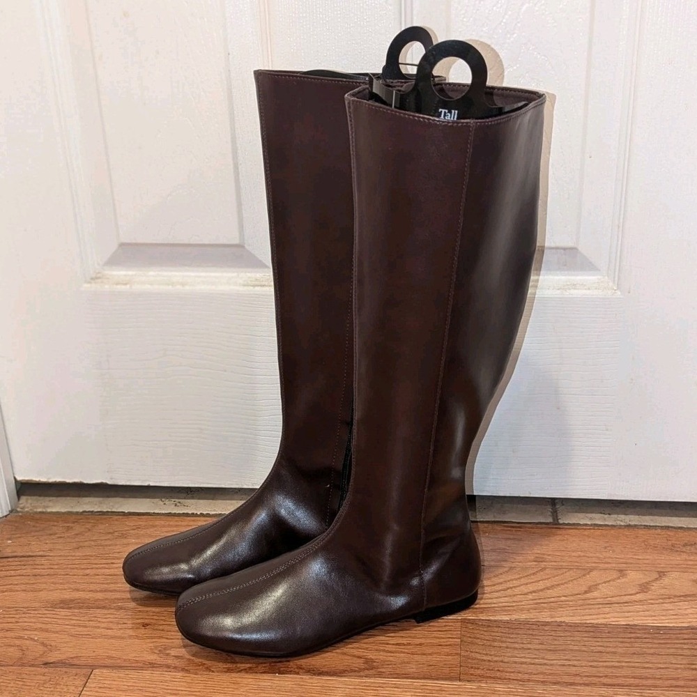 Dark Academia Quiet Luxury Riding Boots Burgundy Tall Flat Memory Foam 7 NWT